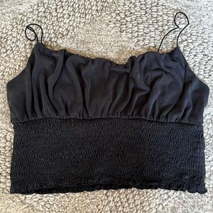 Urban Outfitters Emma Black Smocked Crop Top - Black
